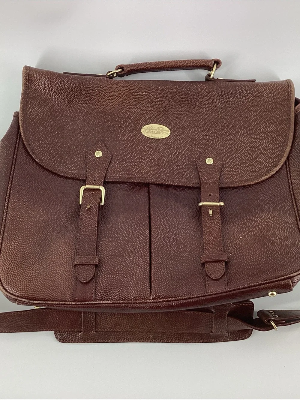 Retro Vintage Brooks Brothers Football Leather messenger bag or briefcase